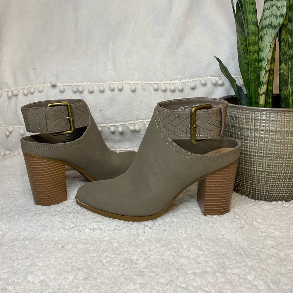 Taupe Open Heel Booties